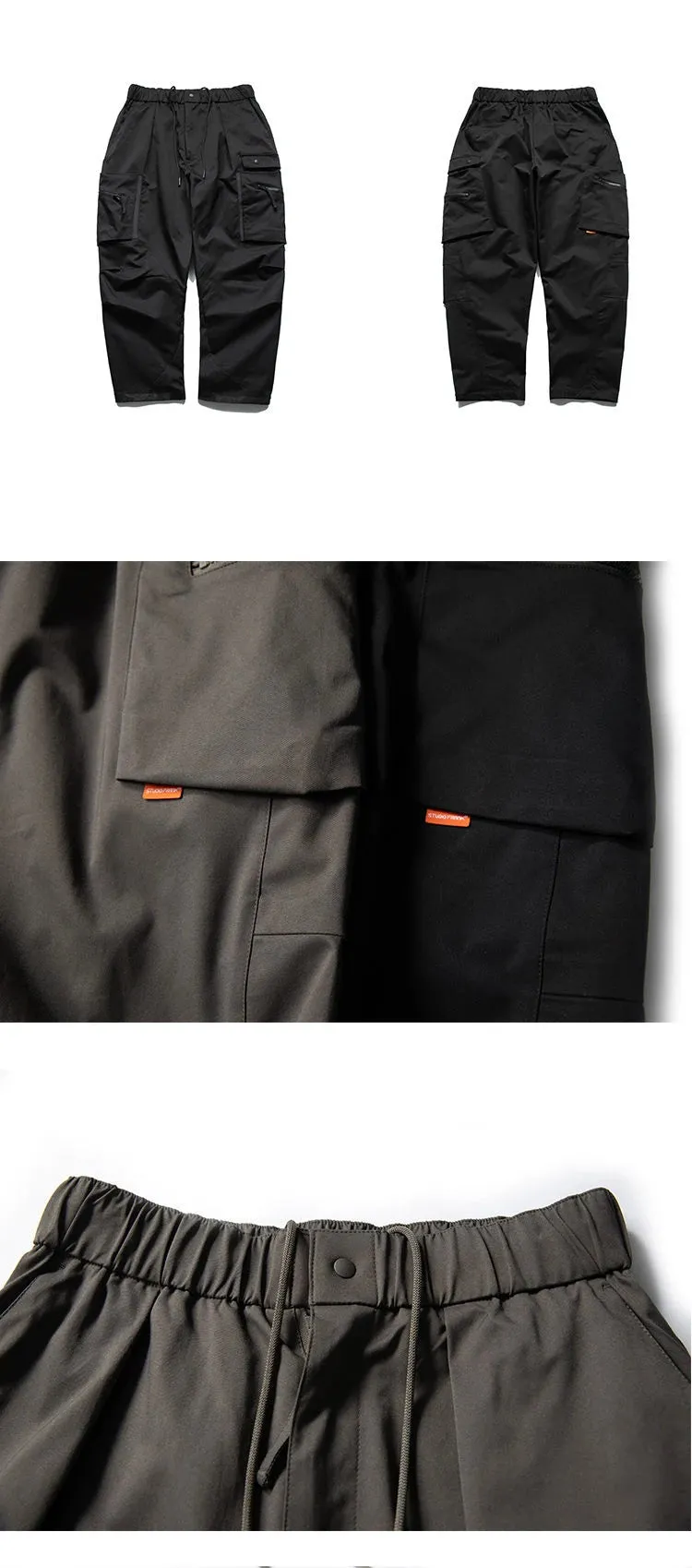 Multi-Pocket Elastic Waist Cargo Pants