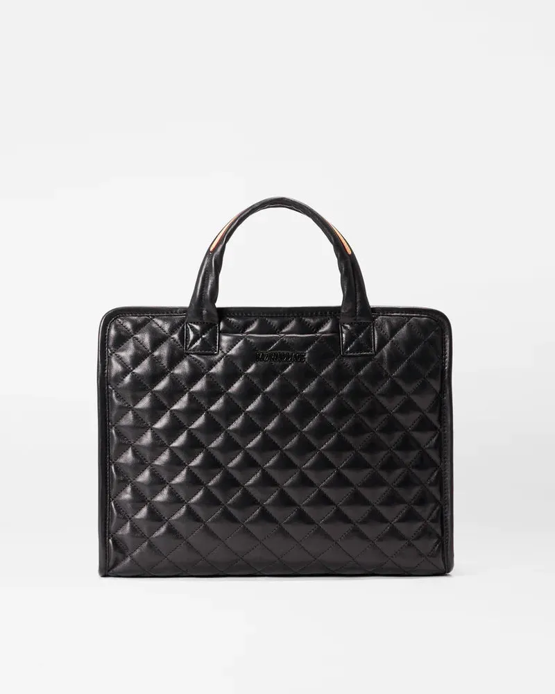 MZ Wallace    Medium Metro Box Tote Bag Black Leather
