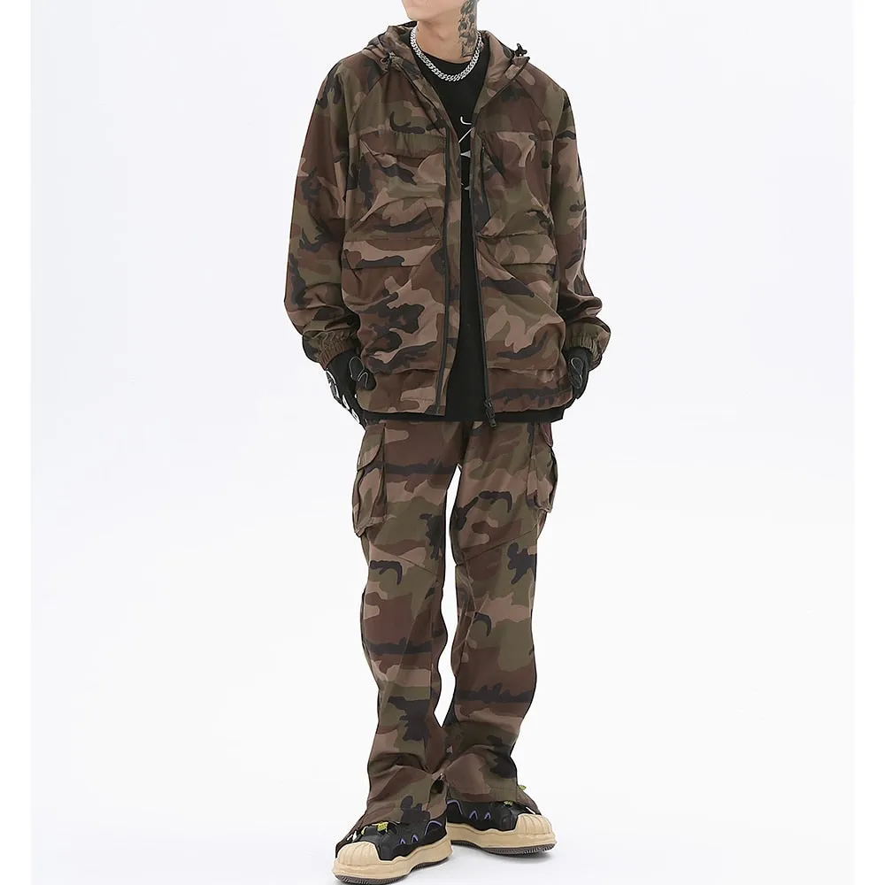 N923 Drawstring Camo Jacket & Cargo Pants Set