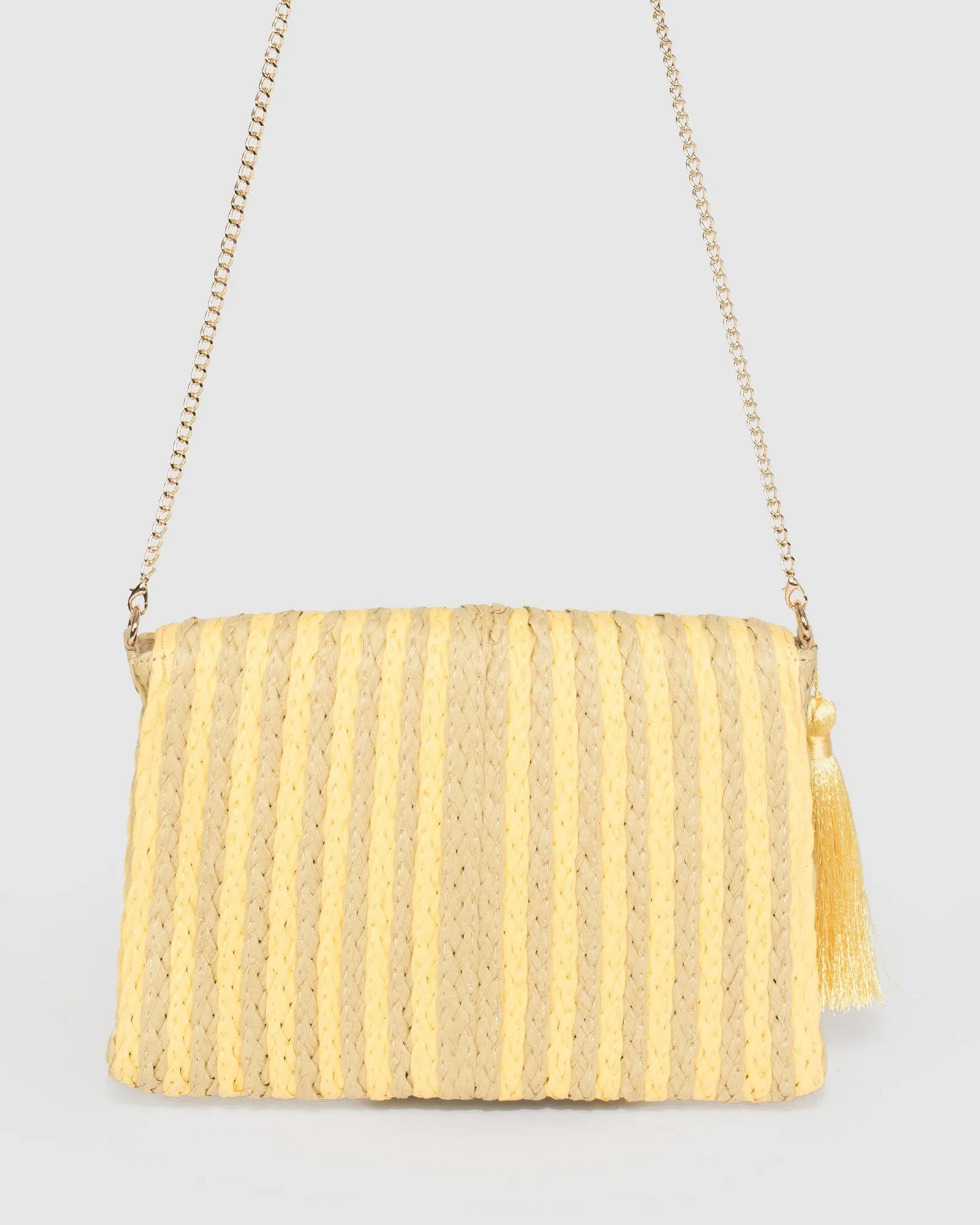 Natural Alessandria Tassel Clutch Bag