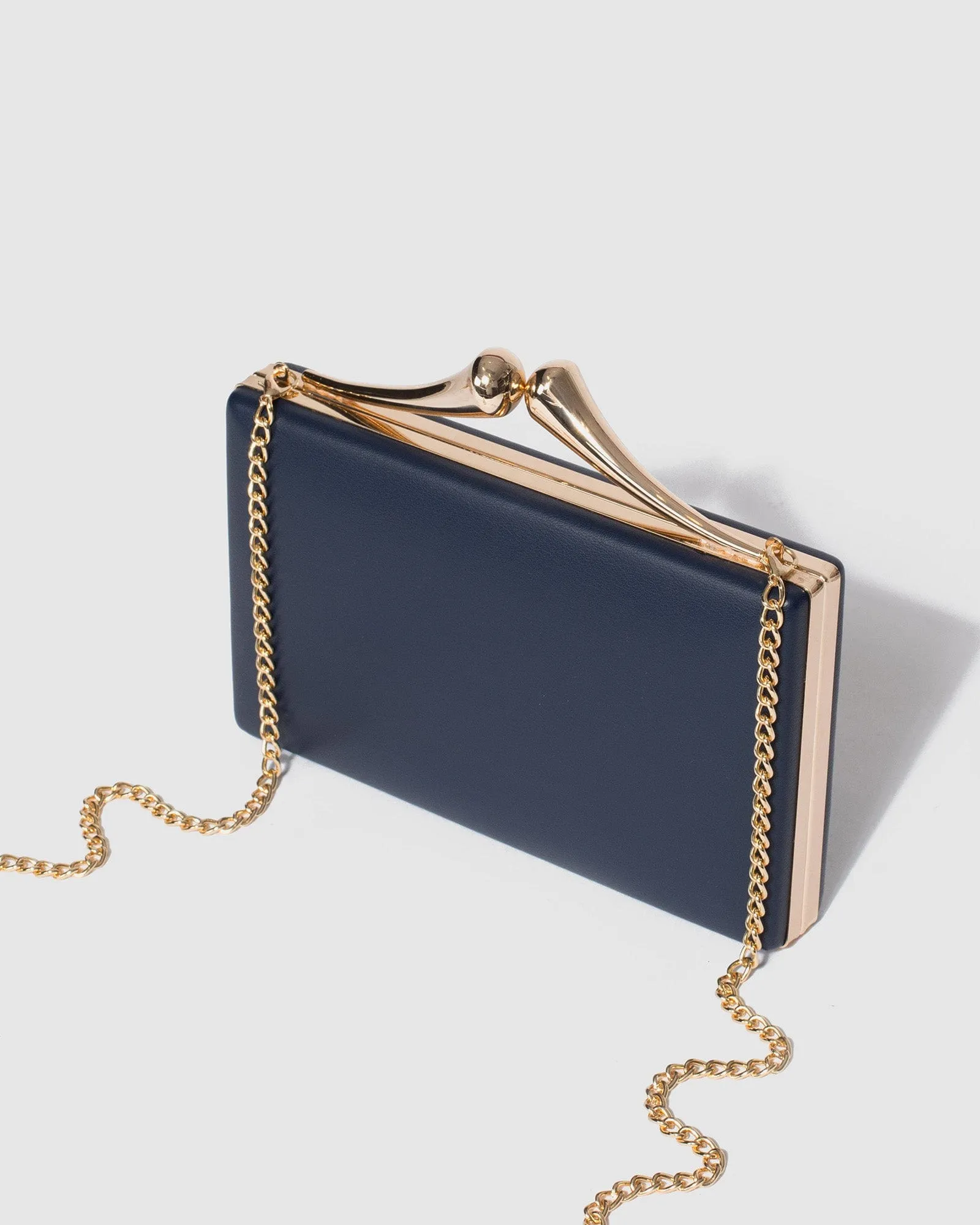 Navy Blue Vienna Hardware Clutch Bag