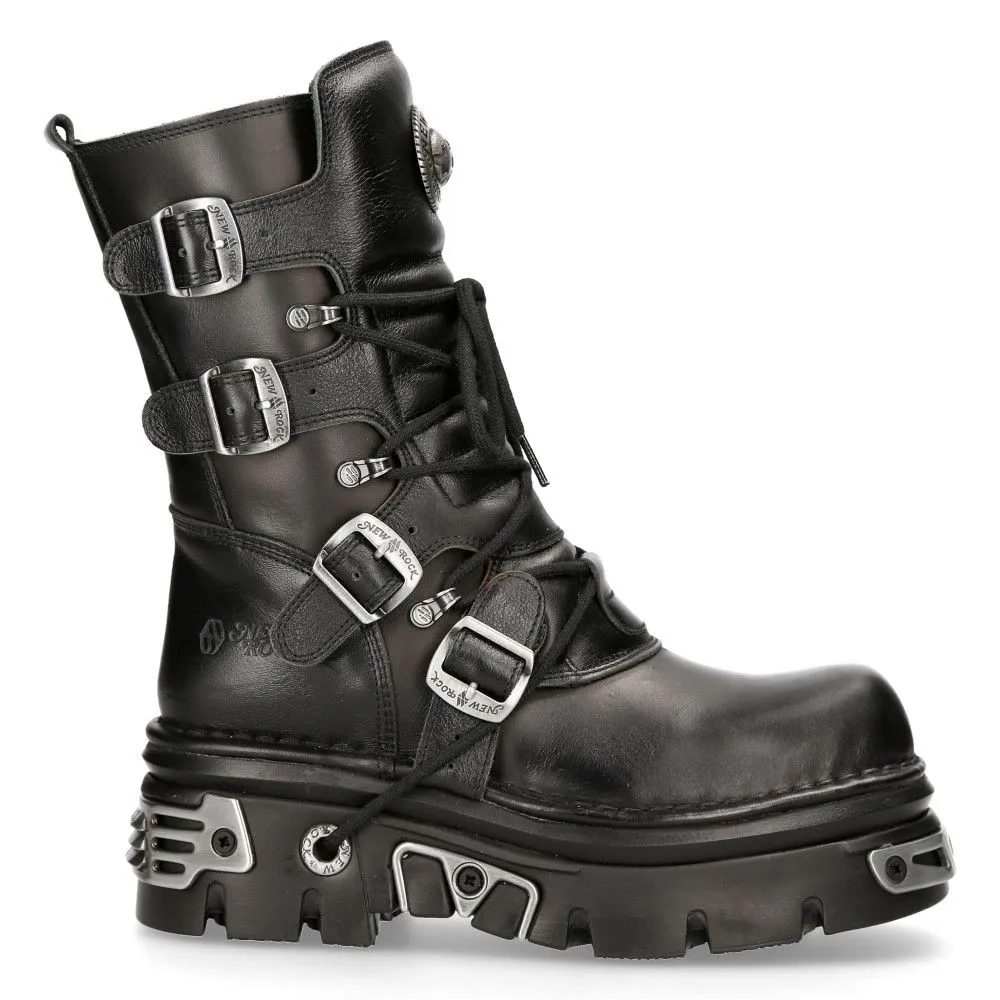 NEW ROCK - 373-S4 Black Lace Up Boots