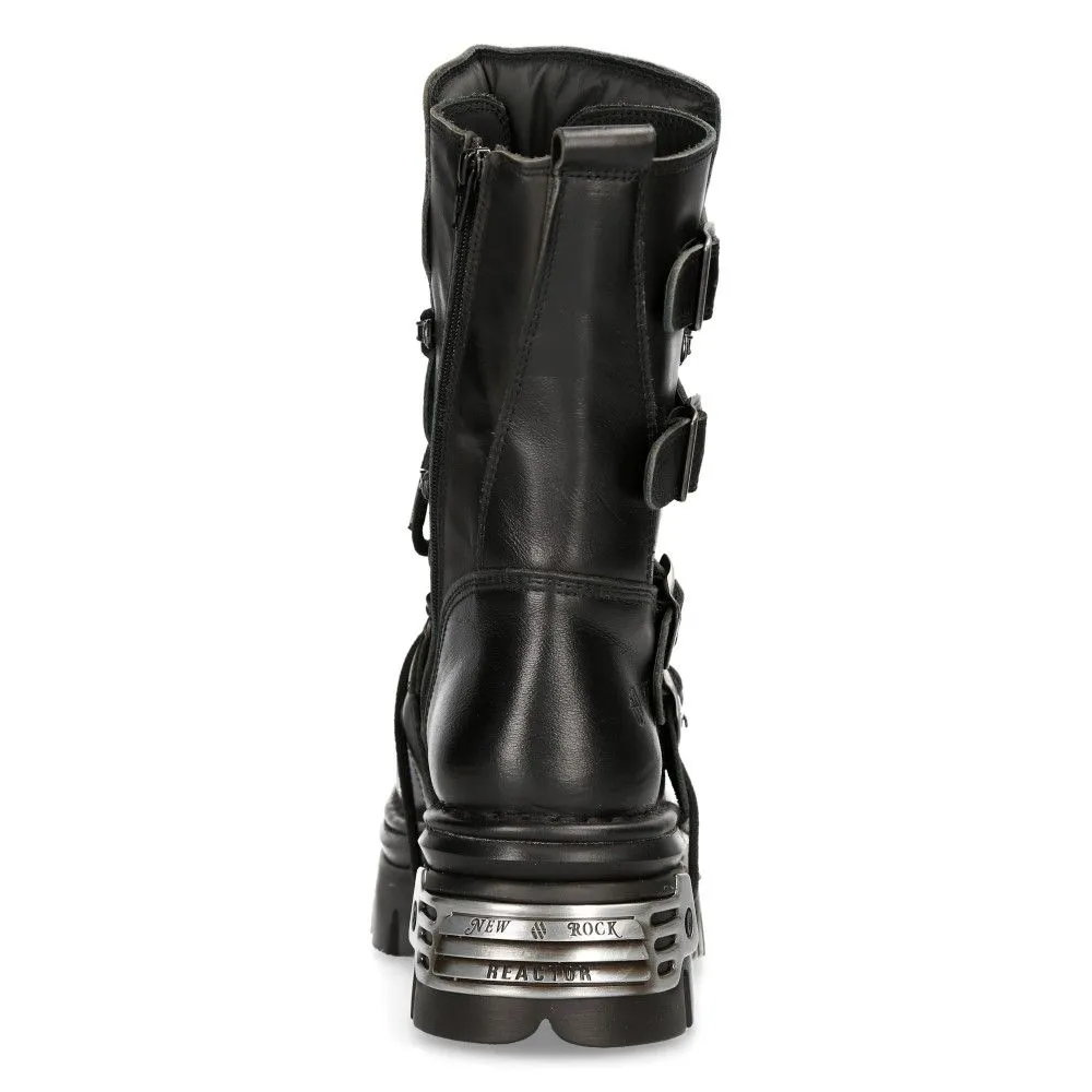 NEW ROCK - 373-S4 Black Lace Up Boots