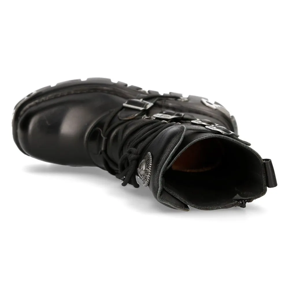 NEW ROCK - 373-S4 Black Lace Up Boots