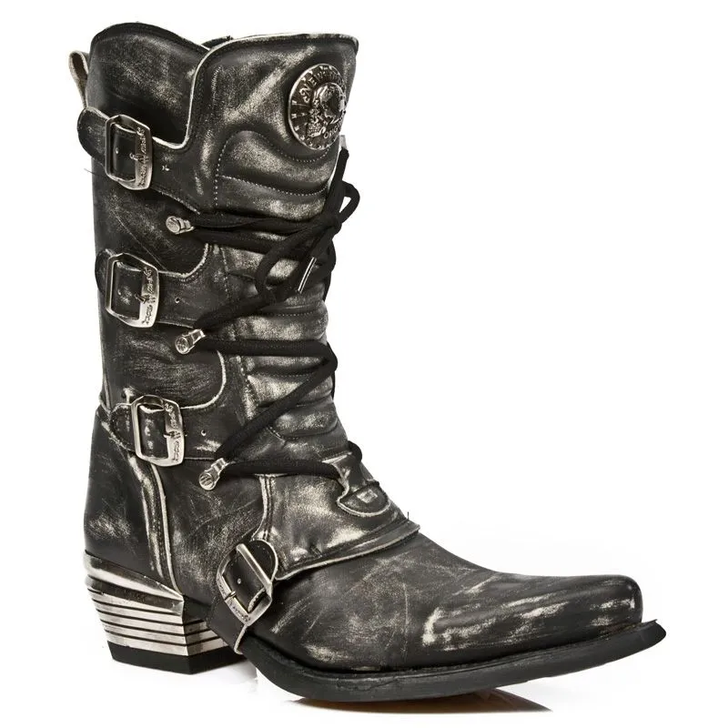 NEW ROCK - M-7993-S3 Vintage Look Western Style Biker Boots