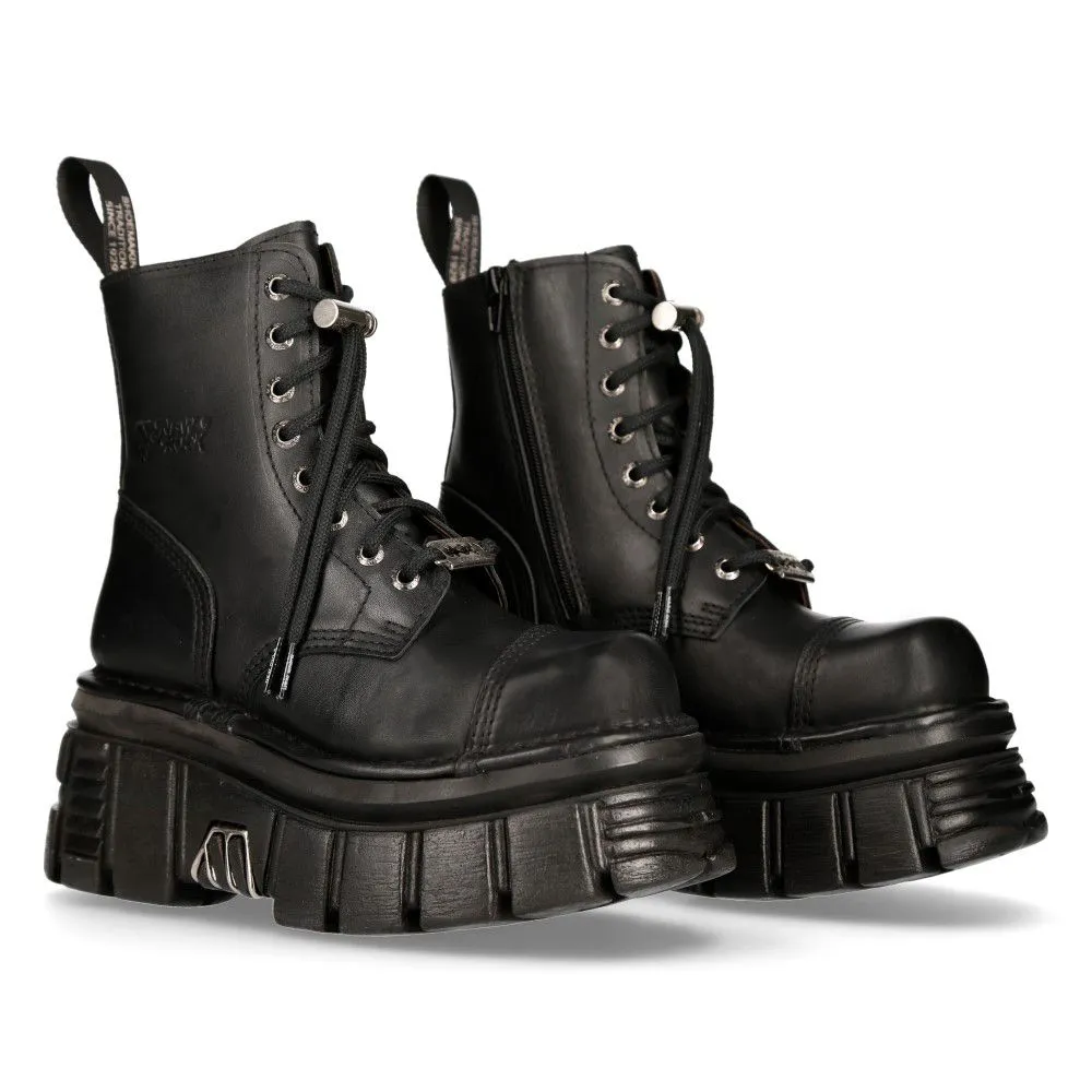 NEW ROCK - M-NEWMILI083-S21 Military Style Chunky Platform Biker Boots