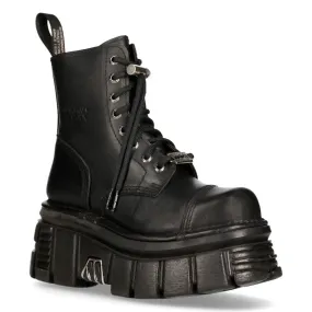 NEW ROCK - M-NEWMILI083-S21 Military Style Chunky Platform Biker Boots