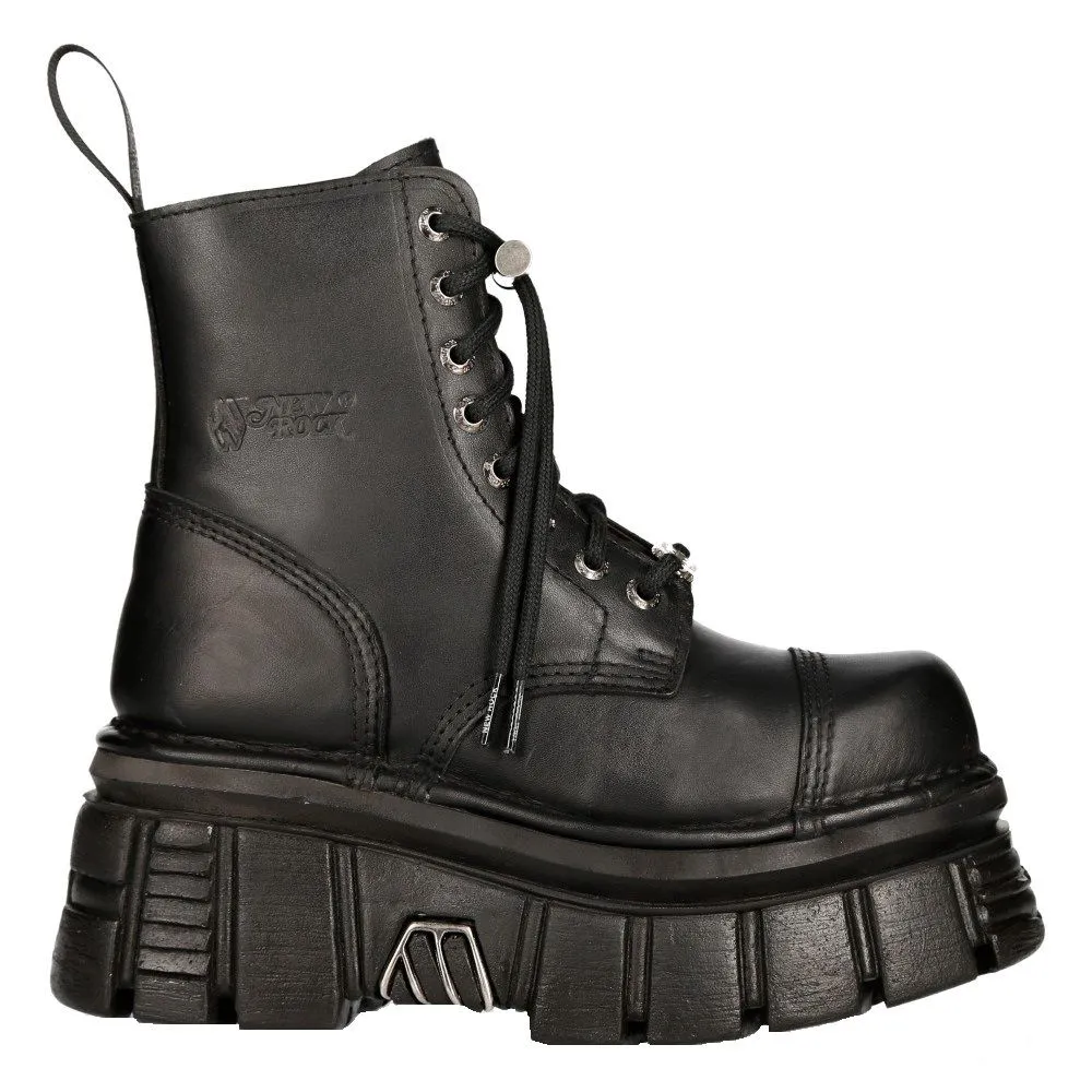 NEW ROCK - M-NEWMILI083-S21 Military Style Chunky Platform Biker Boots