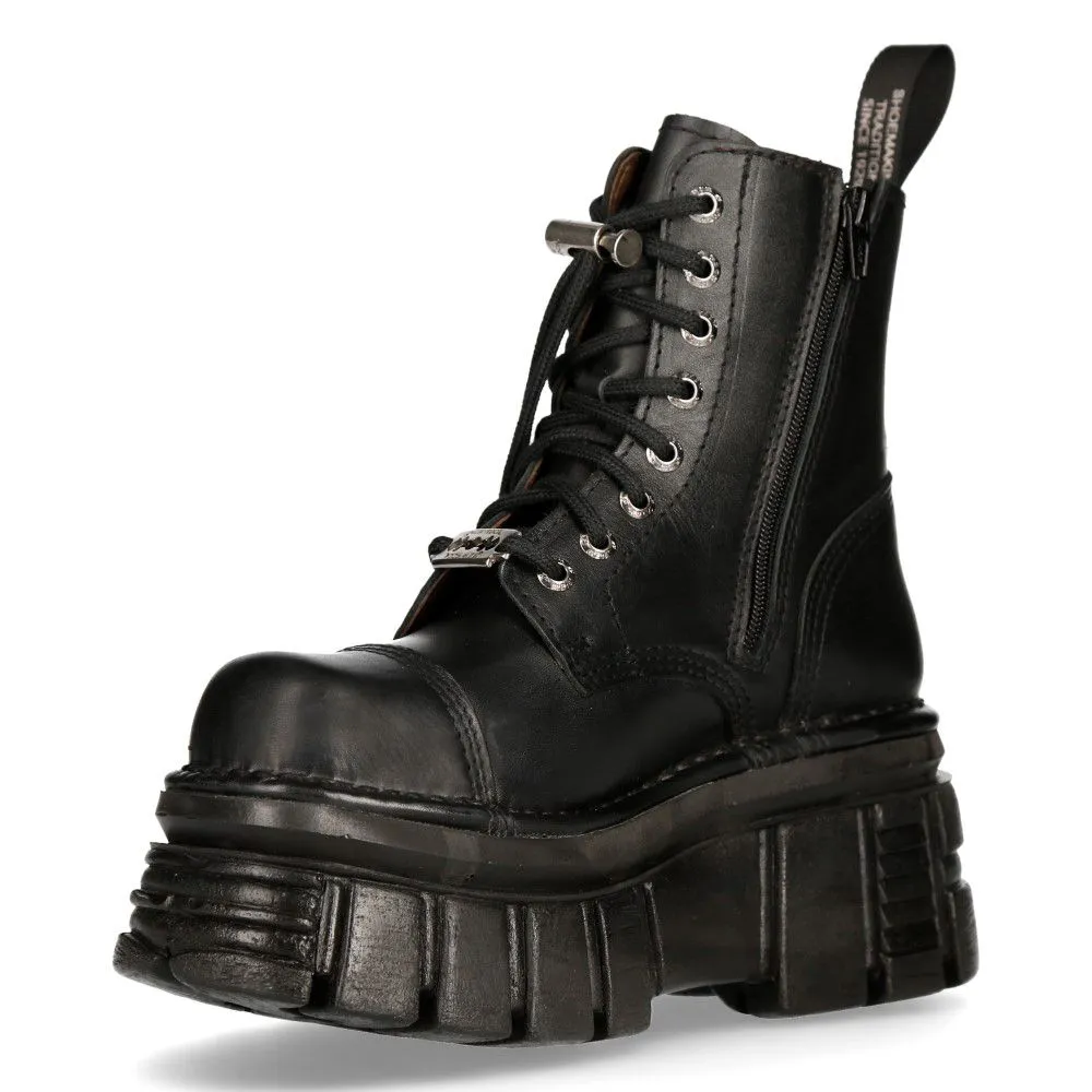 NEW ROCK - M-NEWMILI083-S21 Military Style Chunky Platform Biker Boots