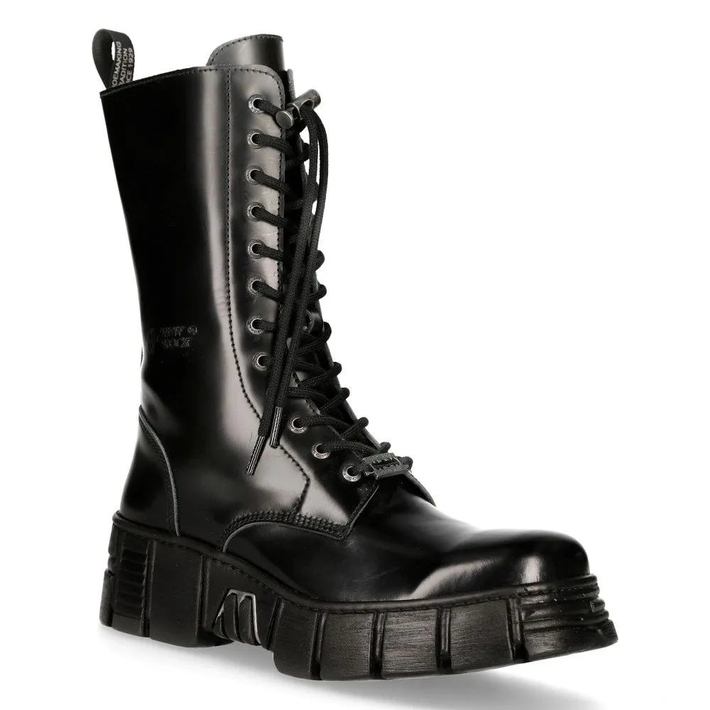 NEW ROCK - M-WALL027N-C2 Mid Calf Biker Boots