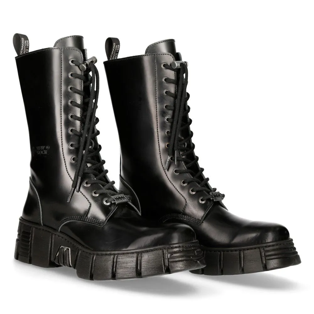 NEW ROCK - M-WALL027N-C2 Mid Calf Biker Boots