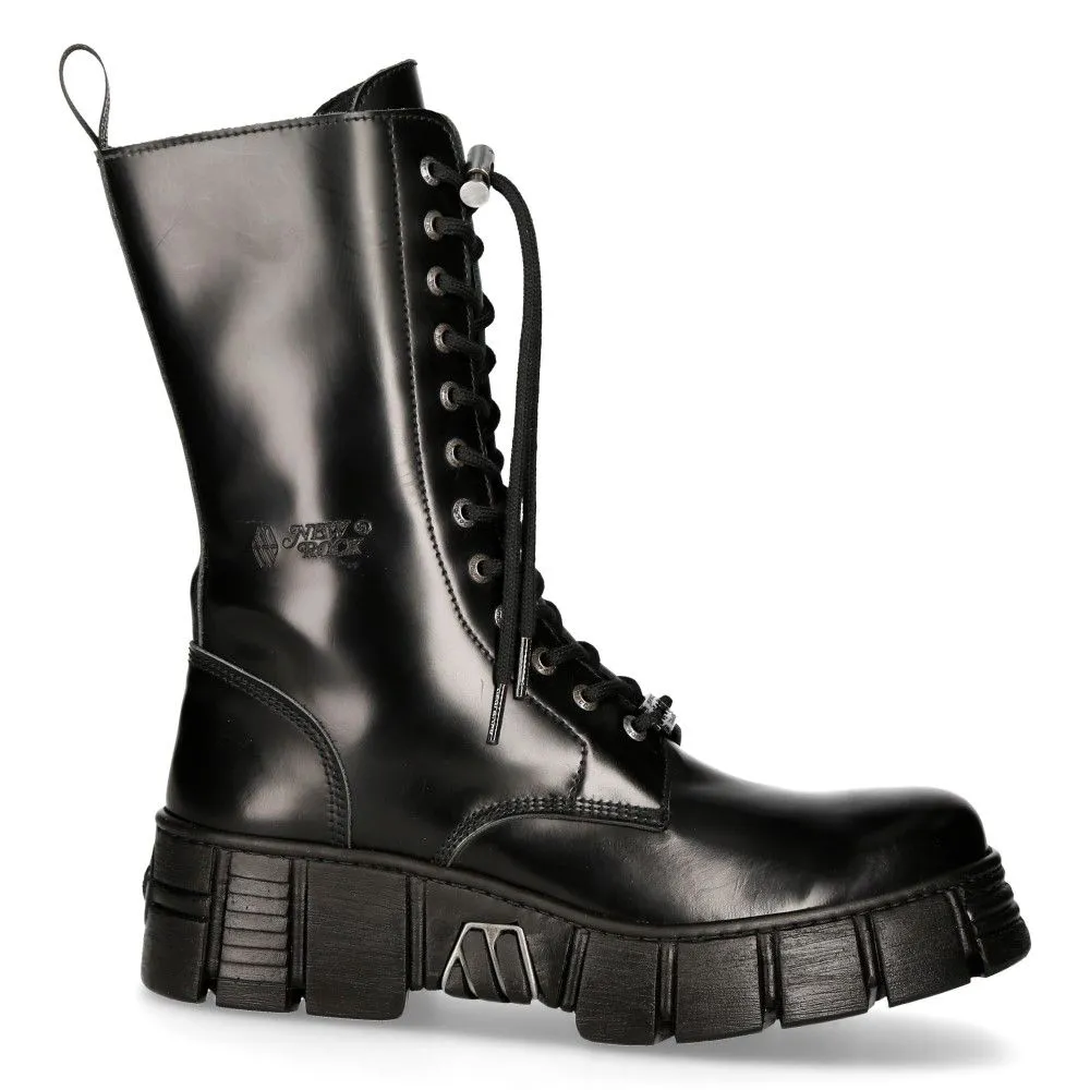 NEW ROCK - M-WALL027N-C2 Mid Calf Biker Boots