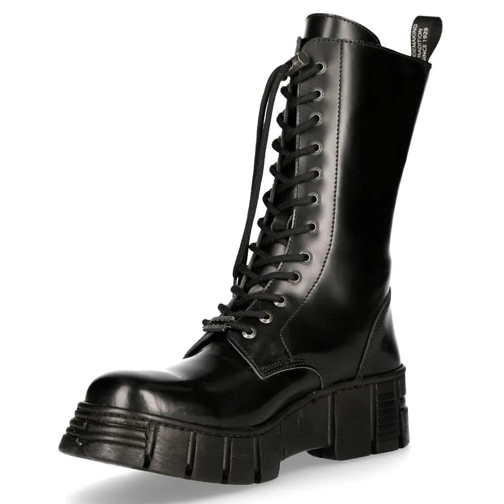 NEW ROCK - M-WALL027N-C2 Mid Calf Biker Boots