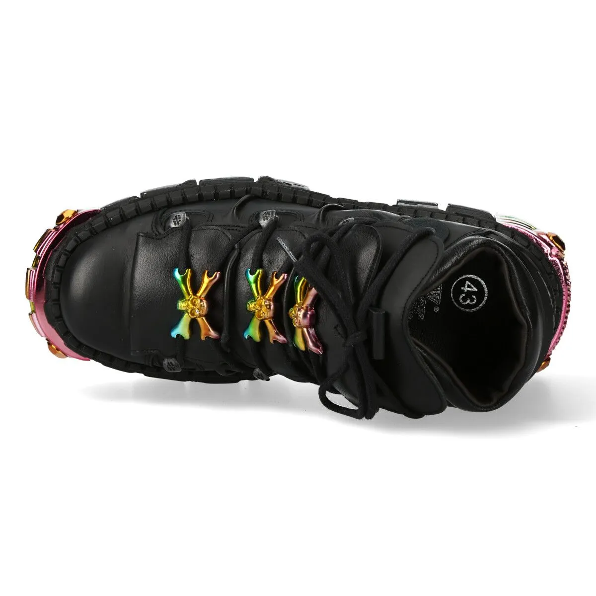 NEW ROCK -  WALL106-S23 Rainbow Metallic Chunky Platform Boots