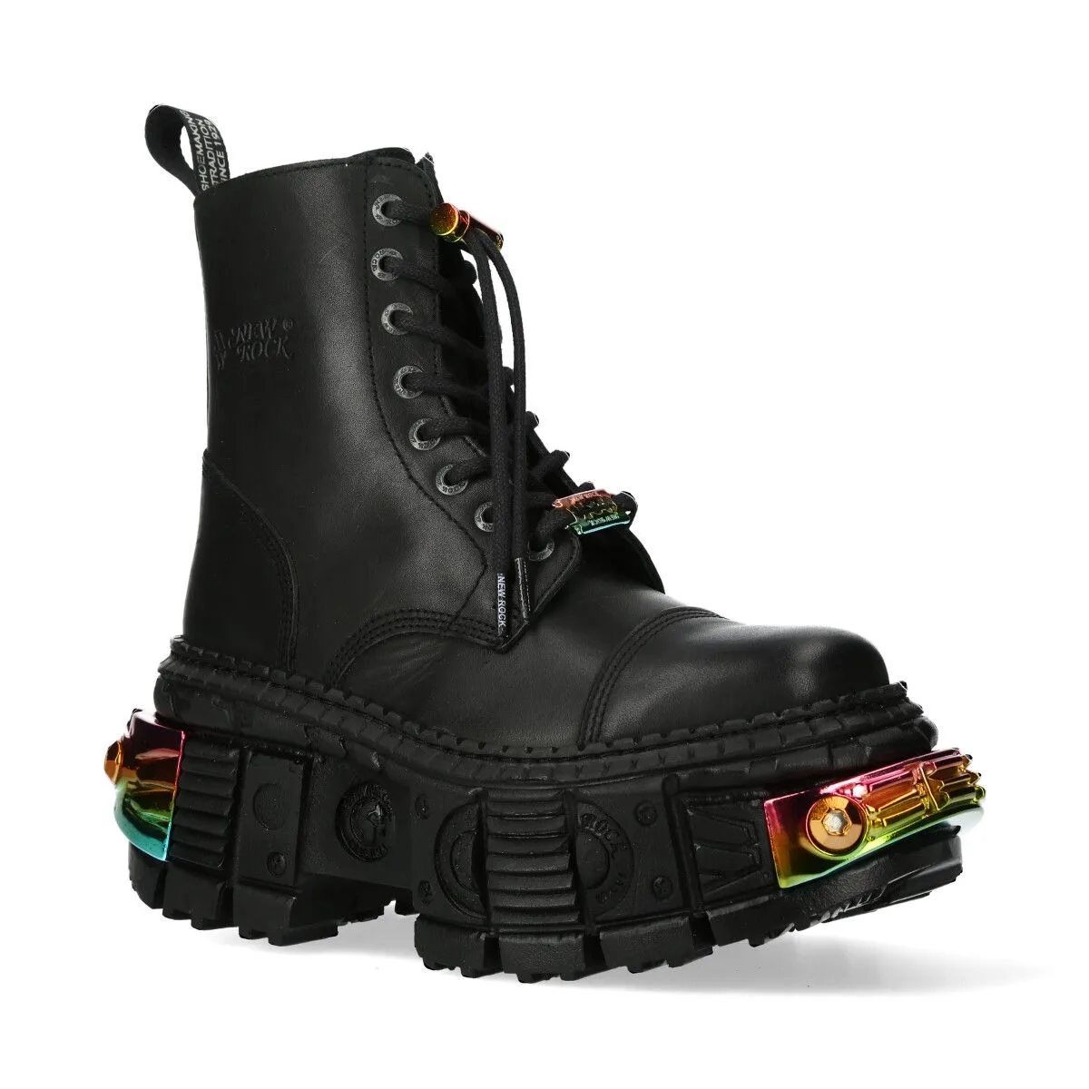 NEW ROCK -  WALL83CCT-S8 Rainbow Metallic Chunky Platform Boots