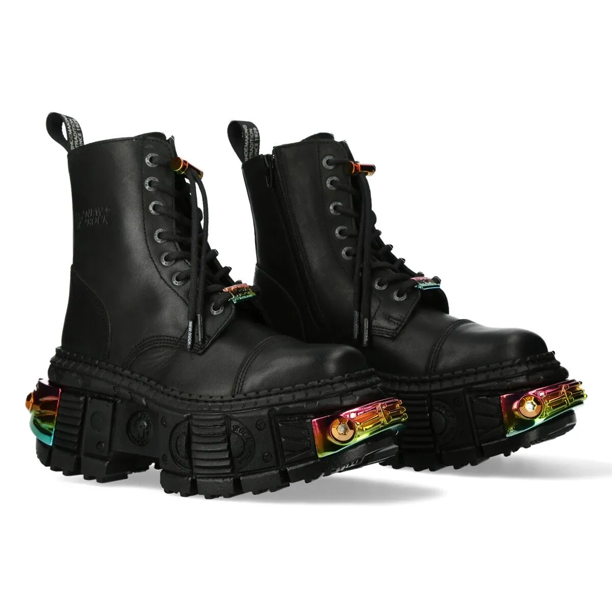 NEW ROCK -  WALL83CCT-S8 Rainbow Metallic Chunky Platform Boots