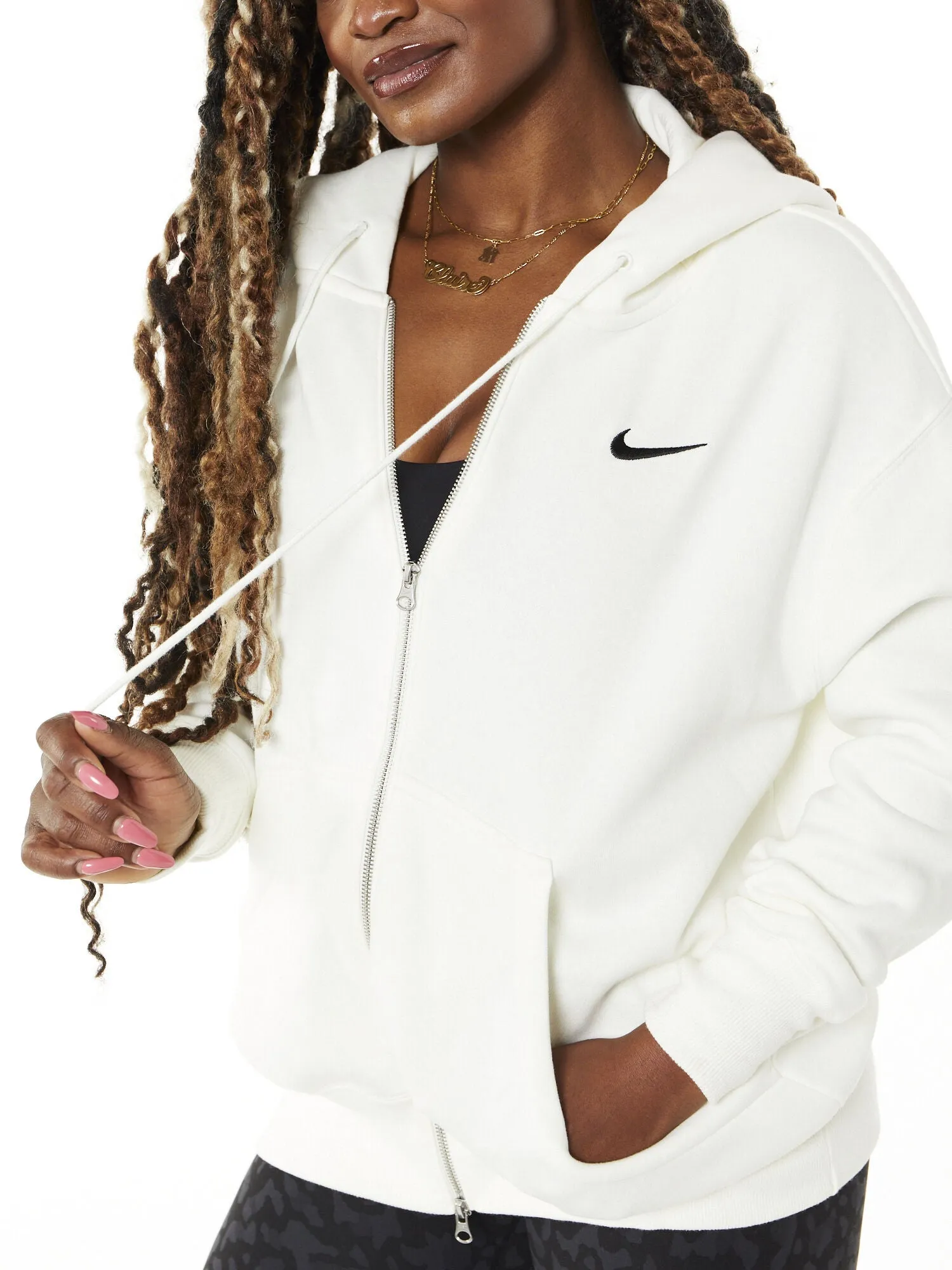 Nike | Oversized Full-Zip Hoodie | White/Black