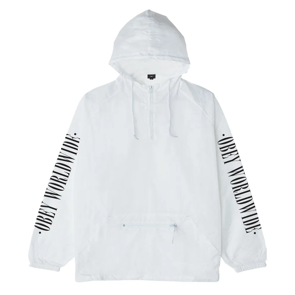 OBEY NEW TIMES WORLDWIDE ANORAK PULLOVER HOOD // WHITE