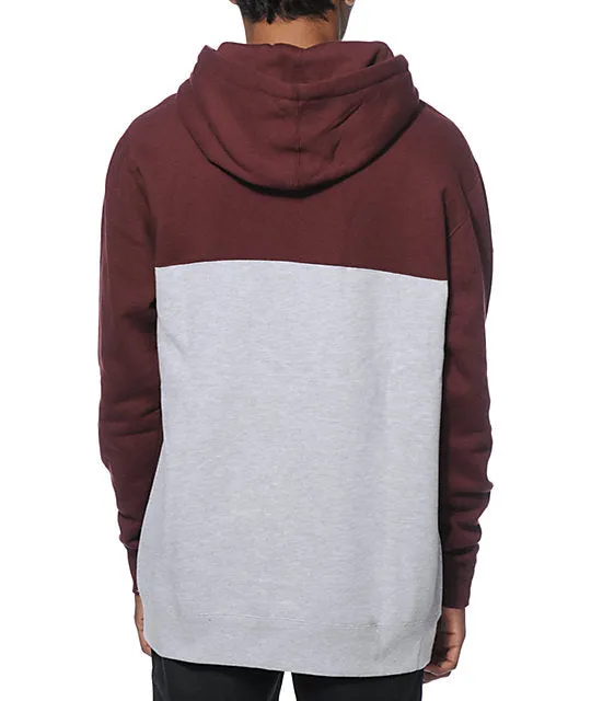 OBEY WEST PULLOVER HOOD // BURGUNDY/HEATHER GREY