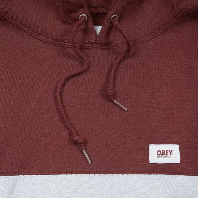 OBEY WEST PULLOVER HOOD // BURGUNDY/HEATHER GREY