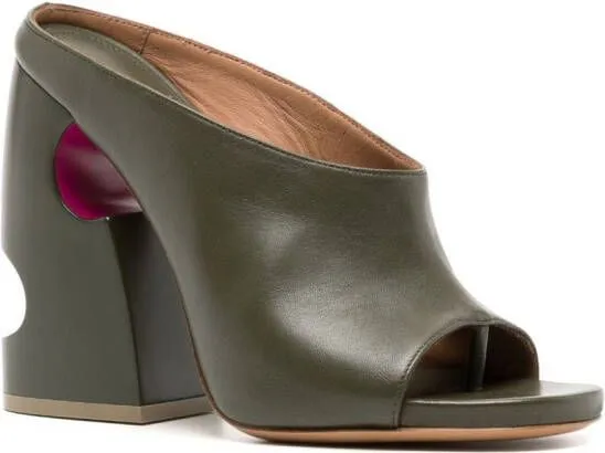 Off-White Pop Meteor 120mm leather mules Green