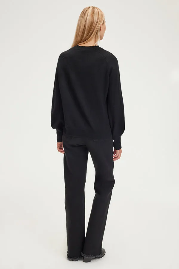 PabloJULISSA BLACK CASHMERE ROUND NECK SWEATER