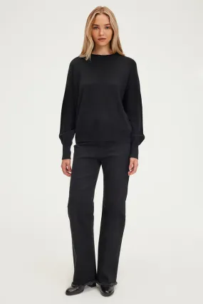 PabloJULISSA BLACK CASHMERE ROUND NECK SWEATER