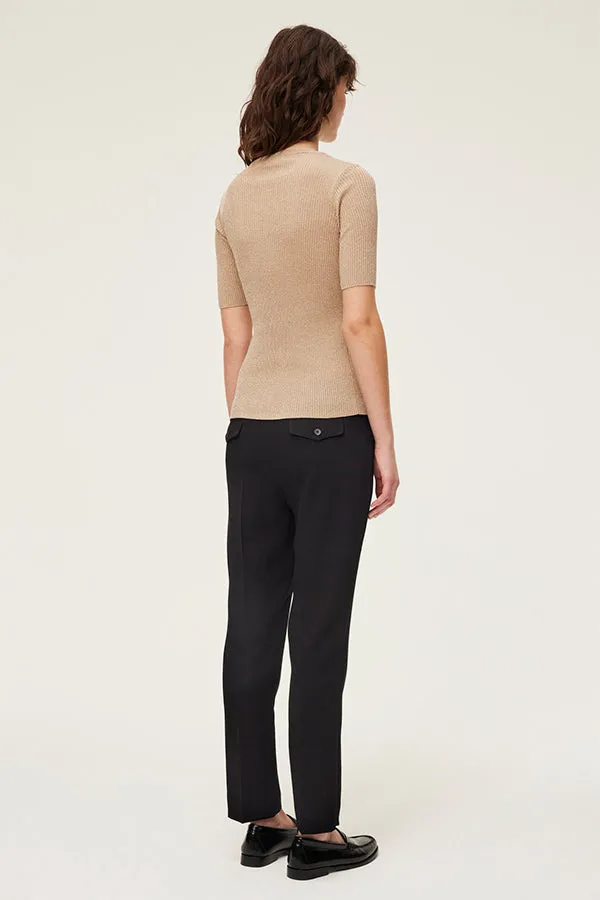 PabloLIBERTY SHORT-SLEEVED RIBBED IRIDESCENT SWEATER