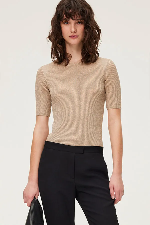 PabloLIBERTY SHORT-SLEEVED RIBBED IRIDESCENT SWEATER