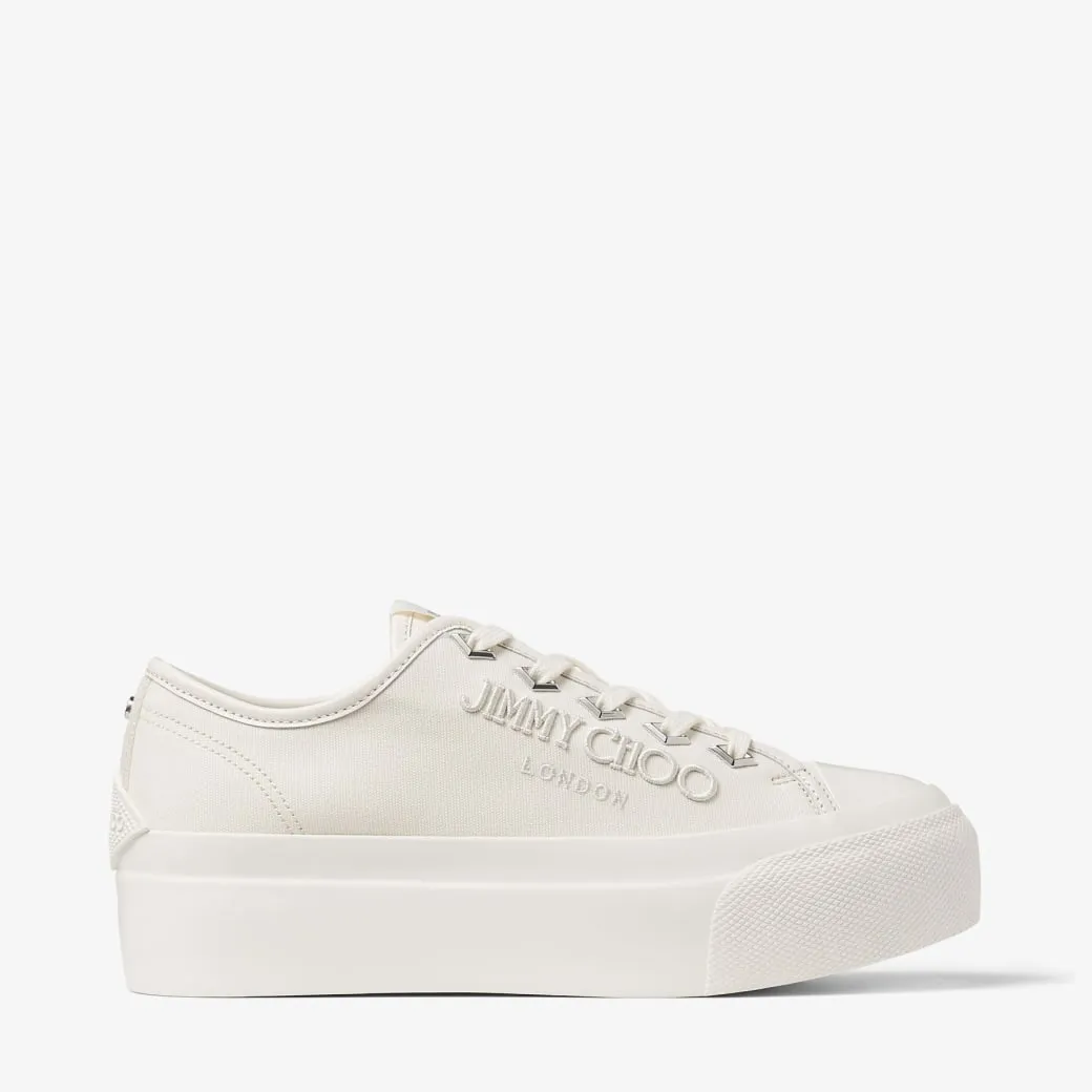 Palma Maxi/F Latte Canvas Platform Trainers with Embroidered Logo