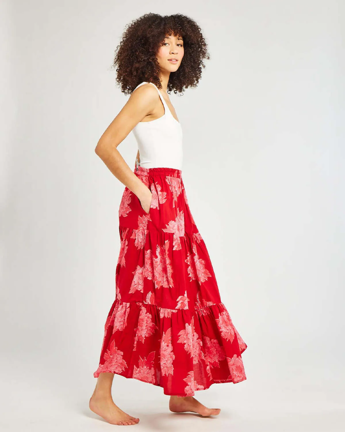 Paola Skirt - Crimson Floral