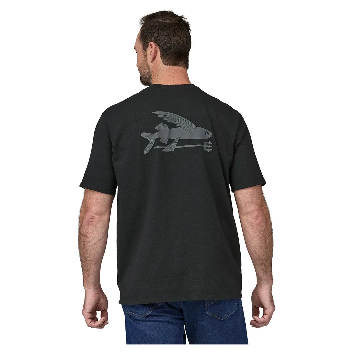 Patagonia Men's Flying Fish Organic Cotton T-Shirt - Ink Black