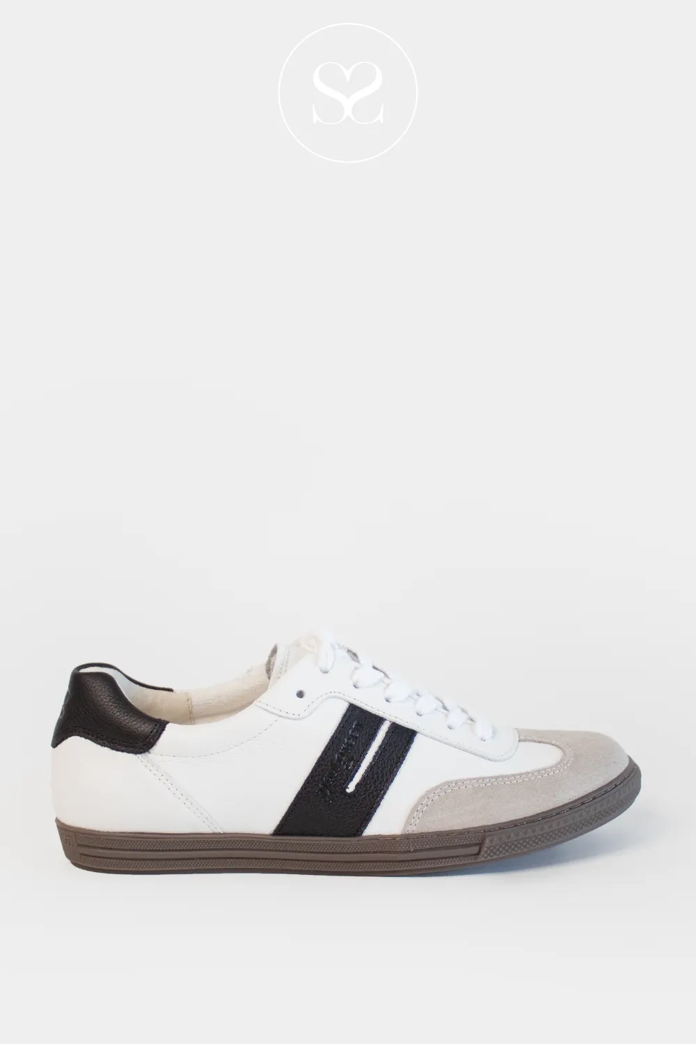 PAUL GREEN 5350 BLACK/WHITE/PEARL LEATHER LOW PROFILE TRAINERS
