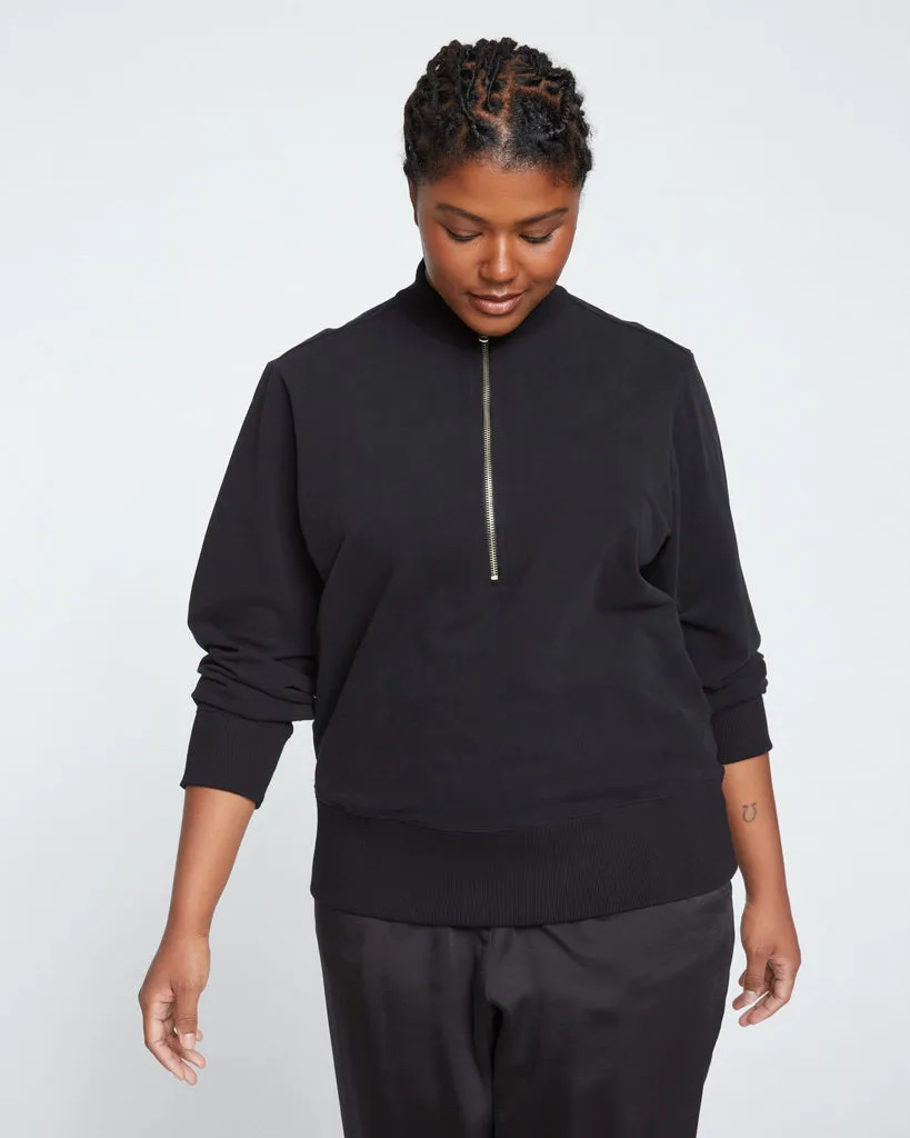 Peachy Terry Half Zip Pullover - Black