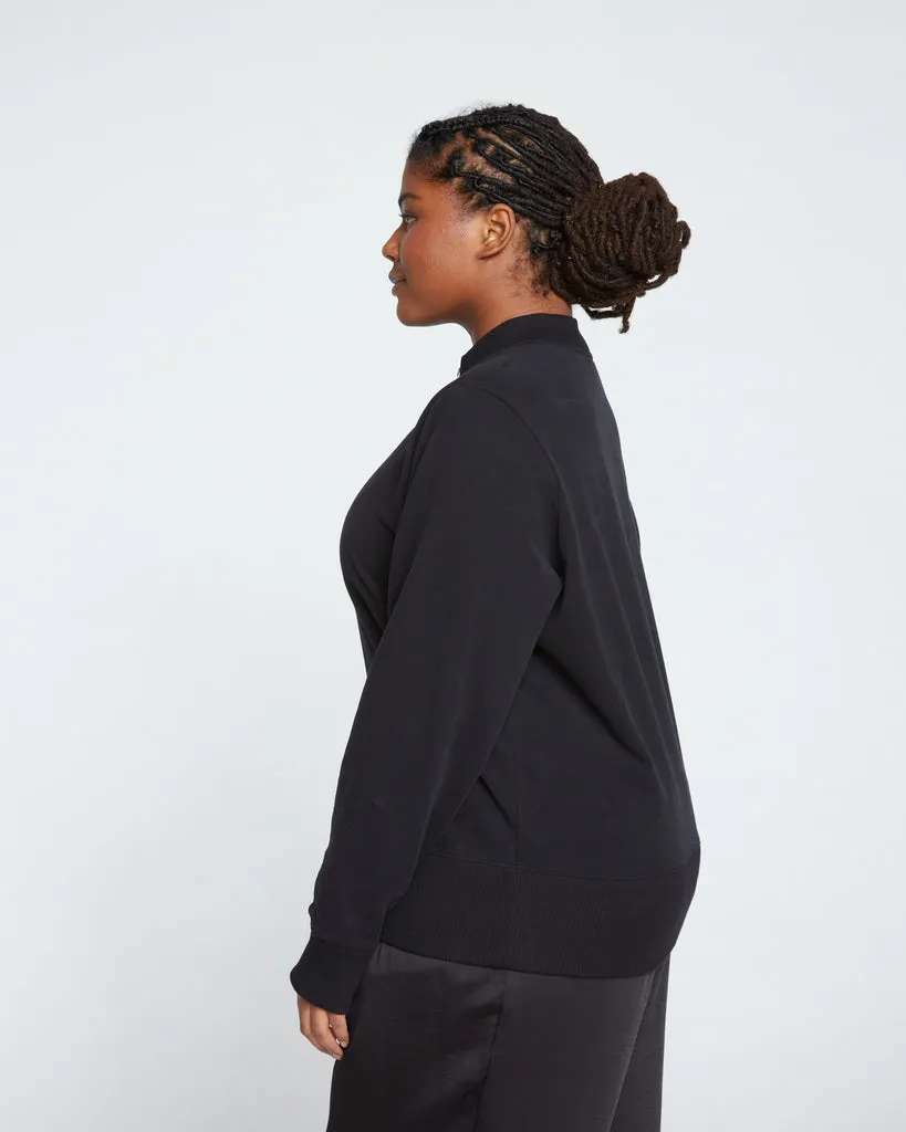 Peachy Terry Half Zip Pullover - Black