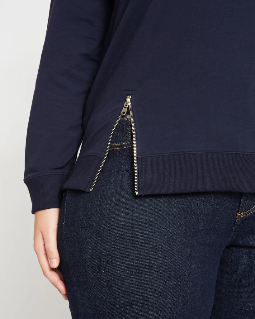 Peachy Terry Side Zip Pullover - Midnight