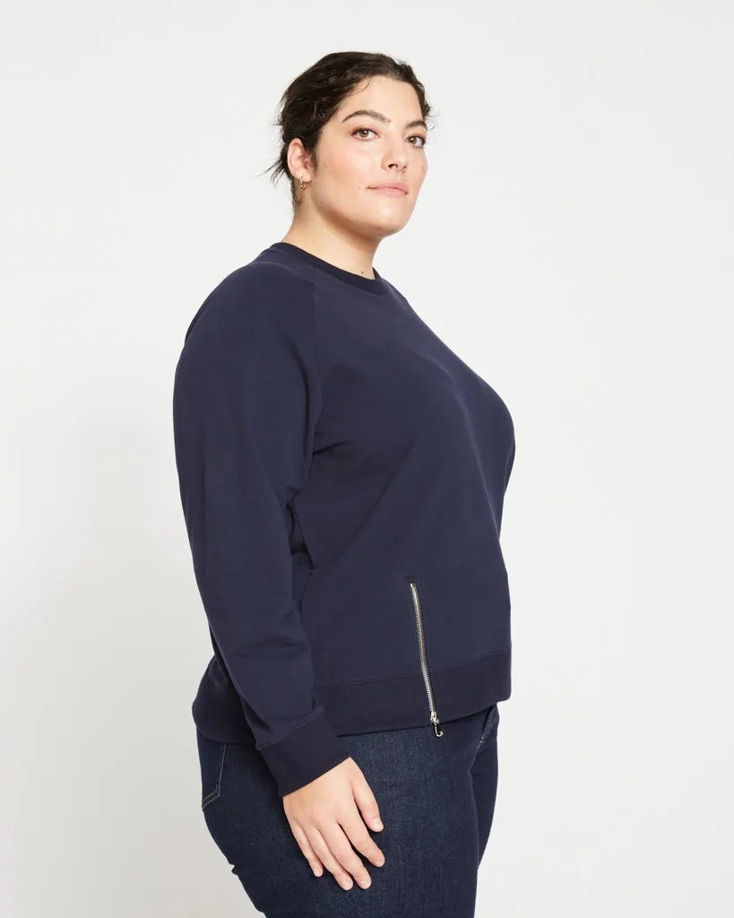 Peachy Terry Side Zip Pullover - Midnight