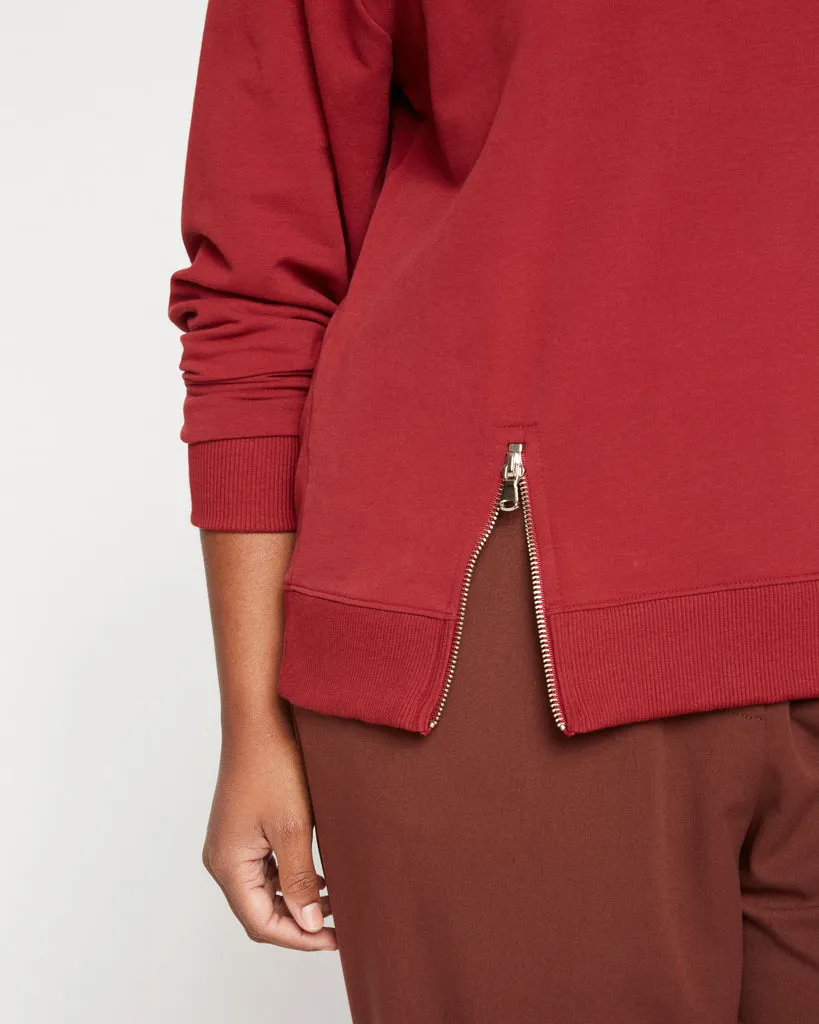 Peachy Terry Side Zip Pullover - Red Dahlia