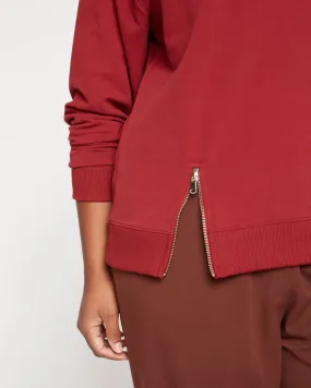 Peachy Terry Side Zip Pullover - Red Dahlia