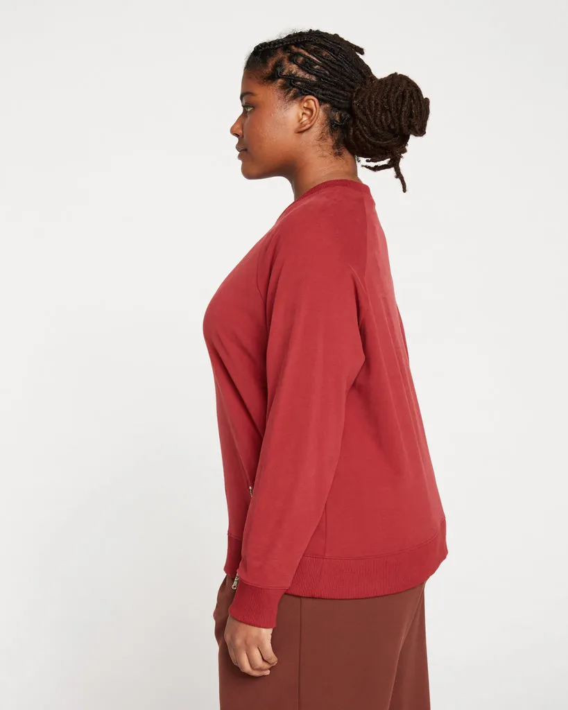 Peachy Terry Side Zip Pullover - Red Dahlia