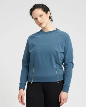 Peachy Terry Side Zip Pullover - Teal