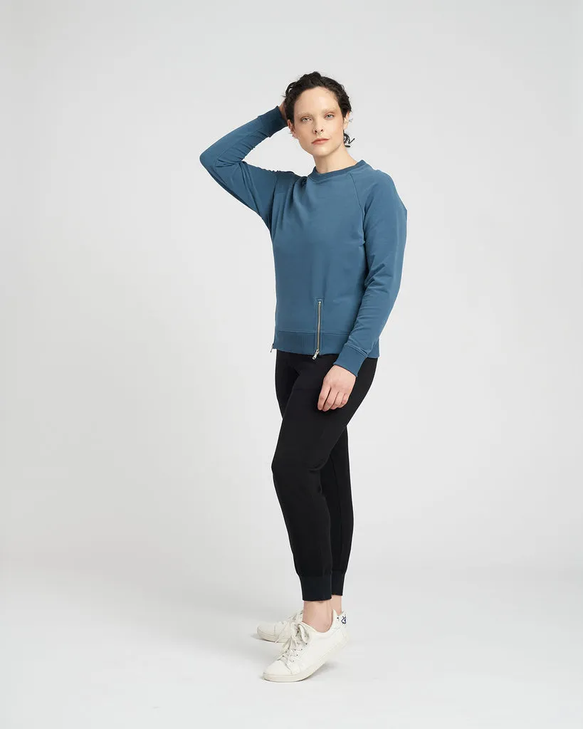 Peachy Terry Side Zip Pullover - Teal