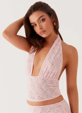 Peppermayo Exclusive - Dance Again Lace Crop Top - Baby Pink