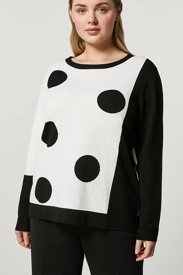 Persona (by Marina Rinaldi) ANGIO BLACK POLKA DOT VISCOSE SWEATER