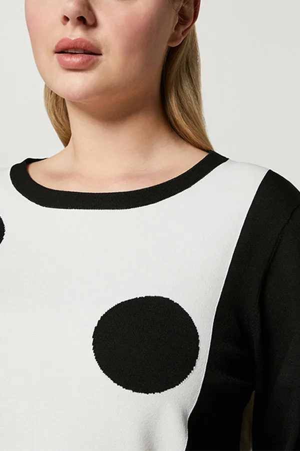 Persona (by Marina Rinaldi) ANGIO BLACK POLKA DOT VISCOSE SWEATER