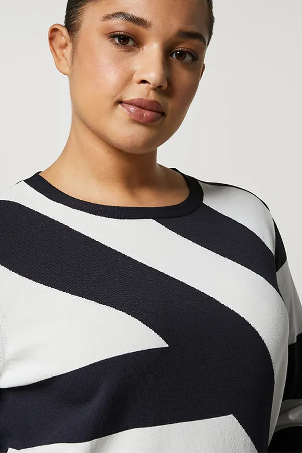 Persona (by Marina Rinaldi) ANGIO NAVY STRIPED VISCOSE SWEATER