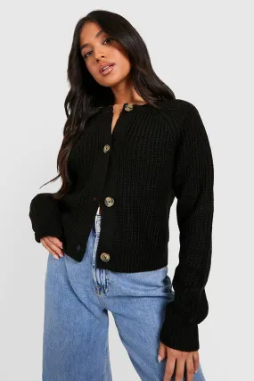 Petite Knitted Fisherman Cropped Cardigan