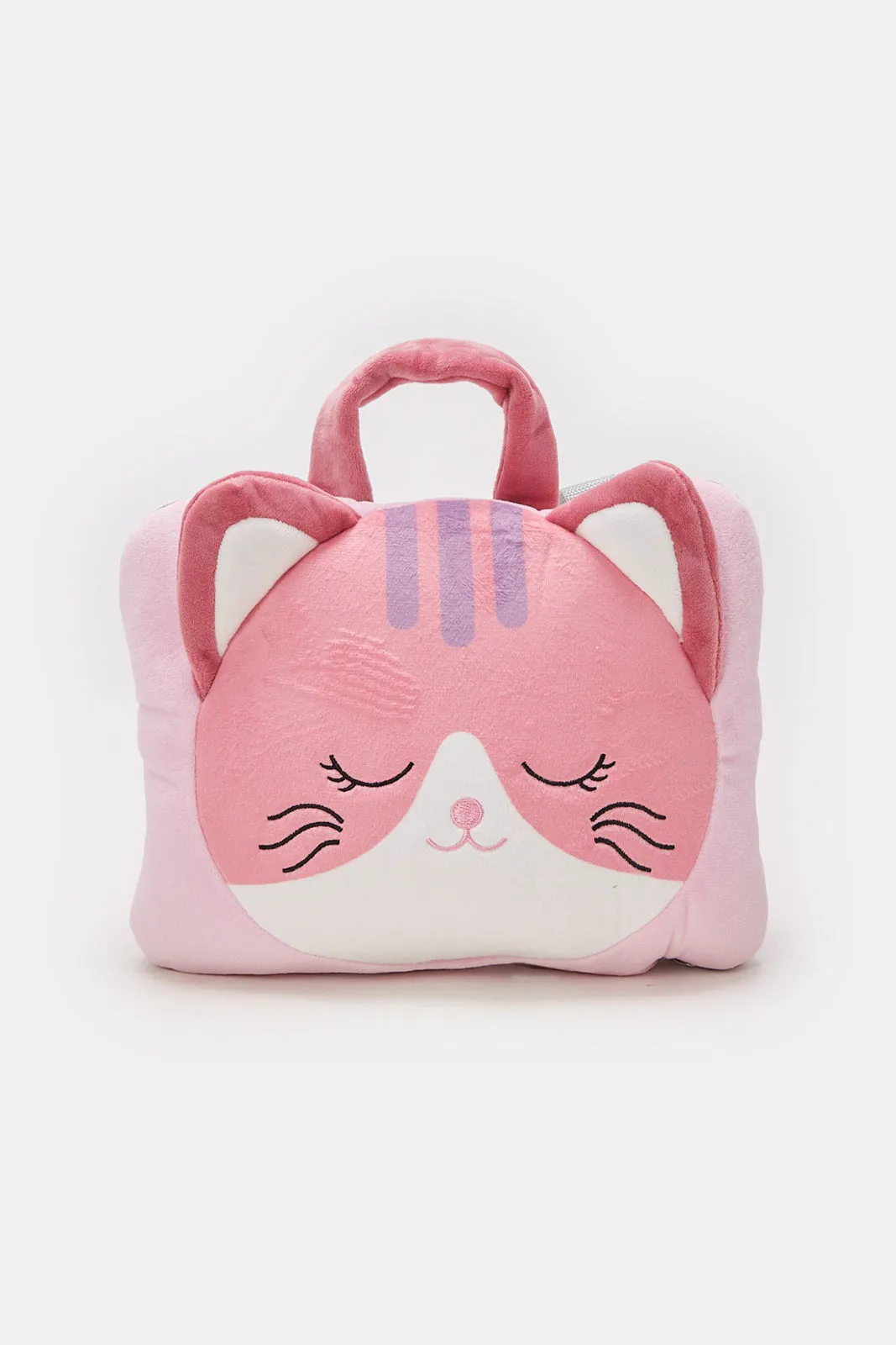 Pink Cat Backpack With Blanket