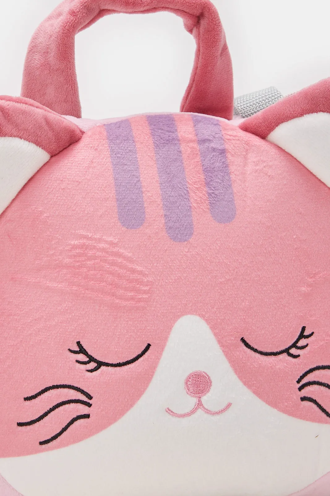 Pink Cat Backpack With Blanket