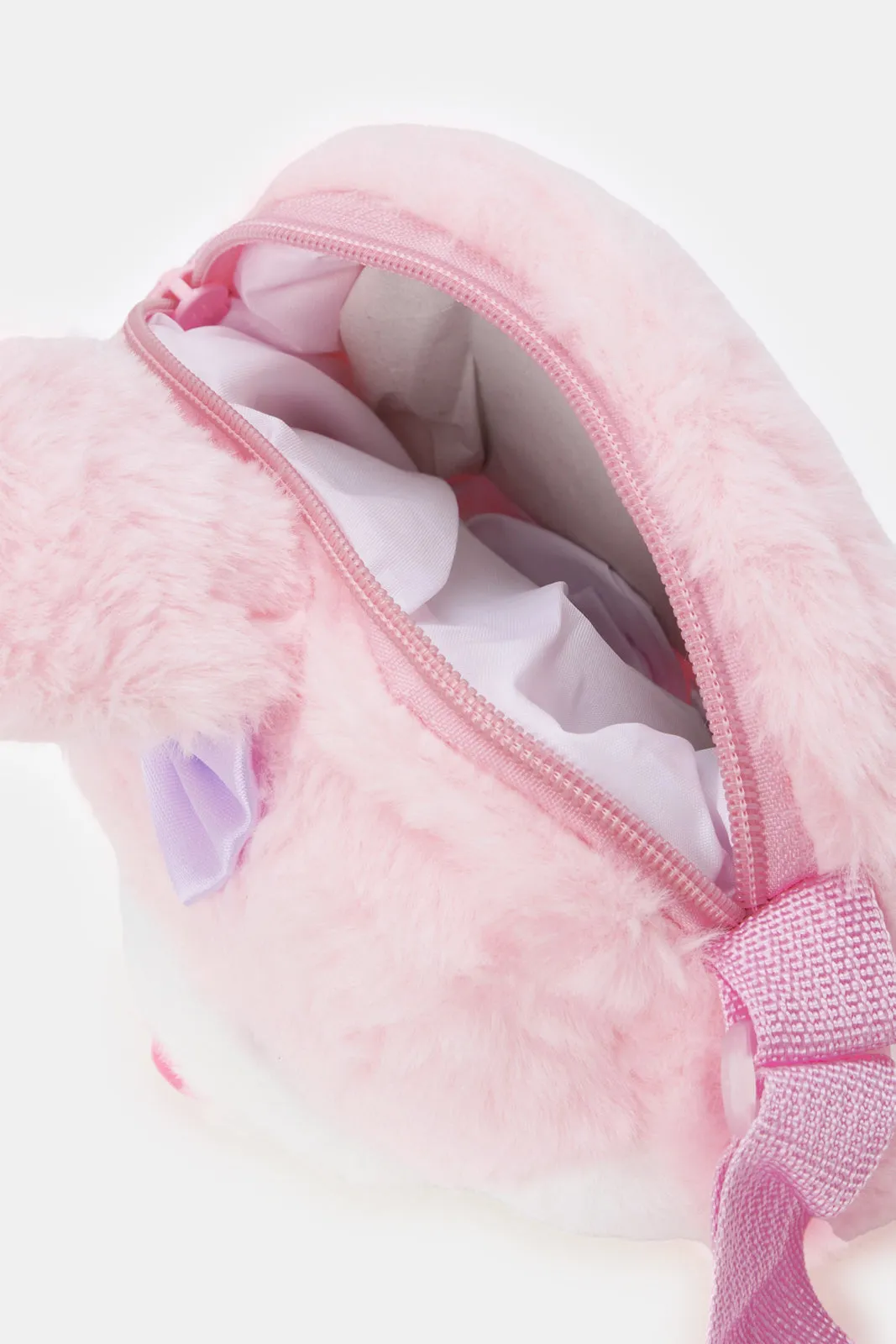 Pink Character Faux Fur Backpack